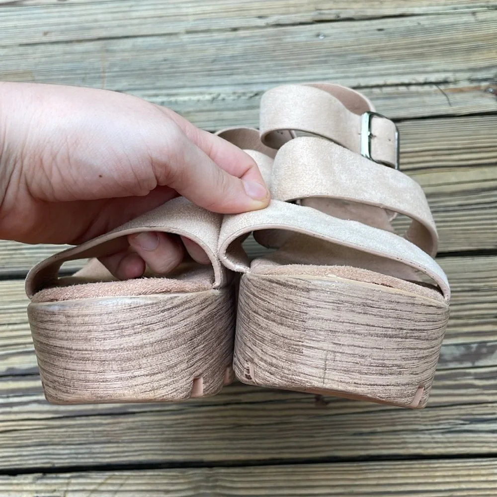 Nasty Gal Beige Strappy Platform Sandals